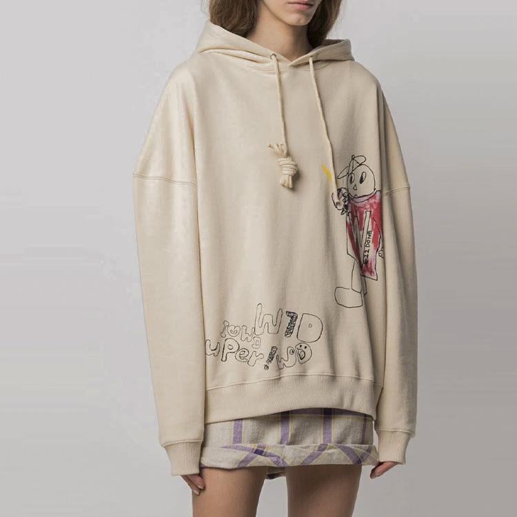 We11done Graffiti V2 Hoodie Beige Unisex Tops Cream WD-TH0-21-529-U-BG