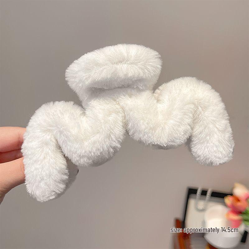 Large Plush Hair Clip: Autumn/Winter Volumizing Shark Clip for Women