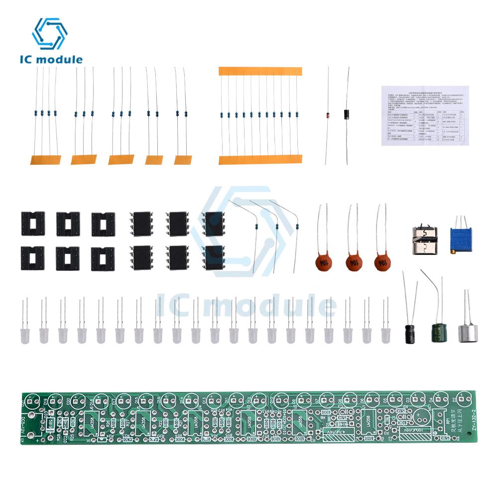 USB voice-activated audio spectrum light kit LED car volume level indicator music flow diy kit