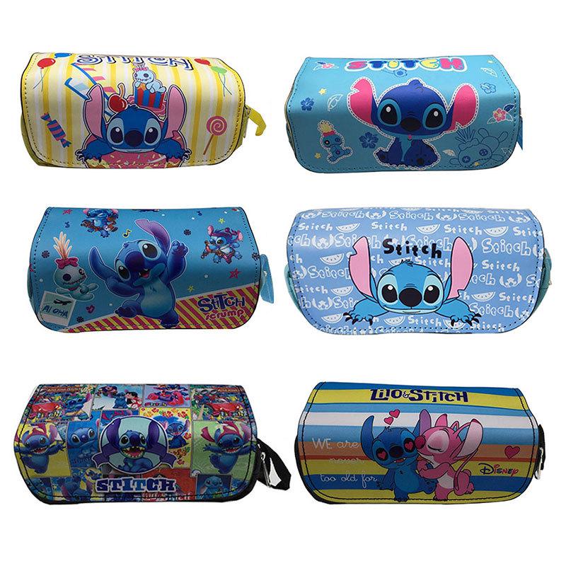 Blue Double-Zipper Lilo & Stitch Large Pencil Case