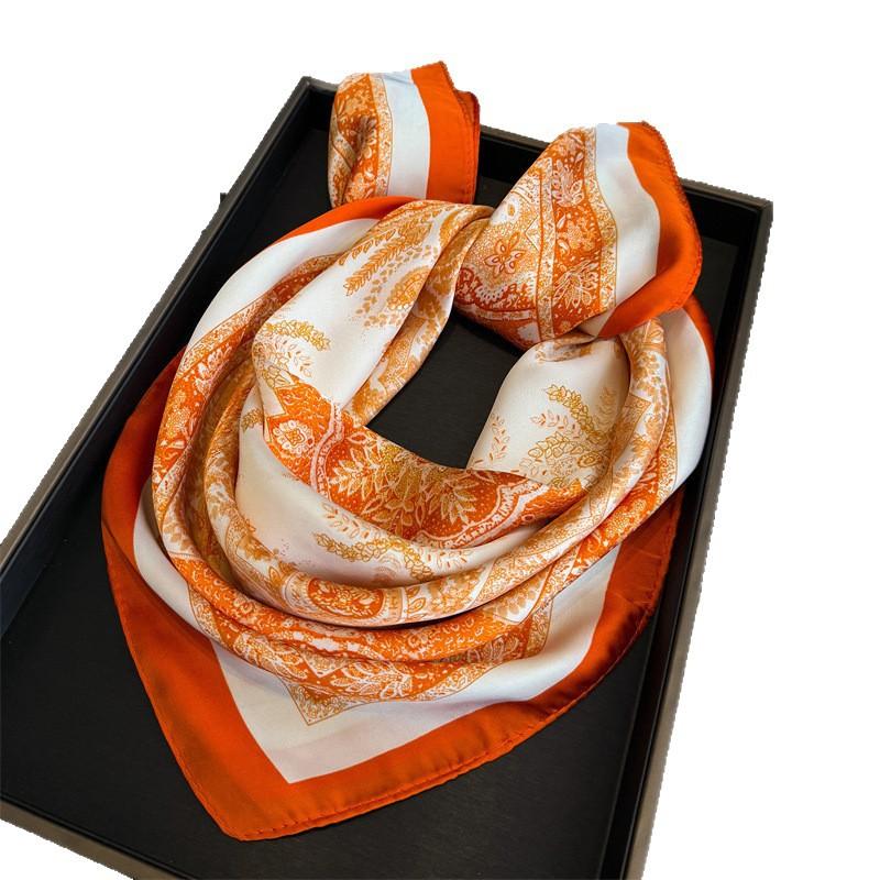 Ethnic Style Cashew Nut Simulation Silk Printing Women's Silk Scarf Square Scarf High-end Shawl Sunscreen Neck Scarf Headscarf Scarf