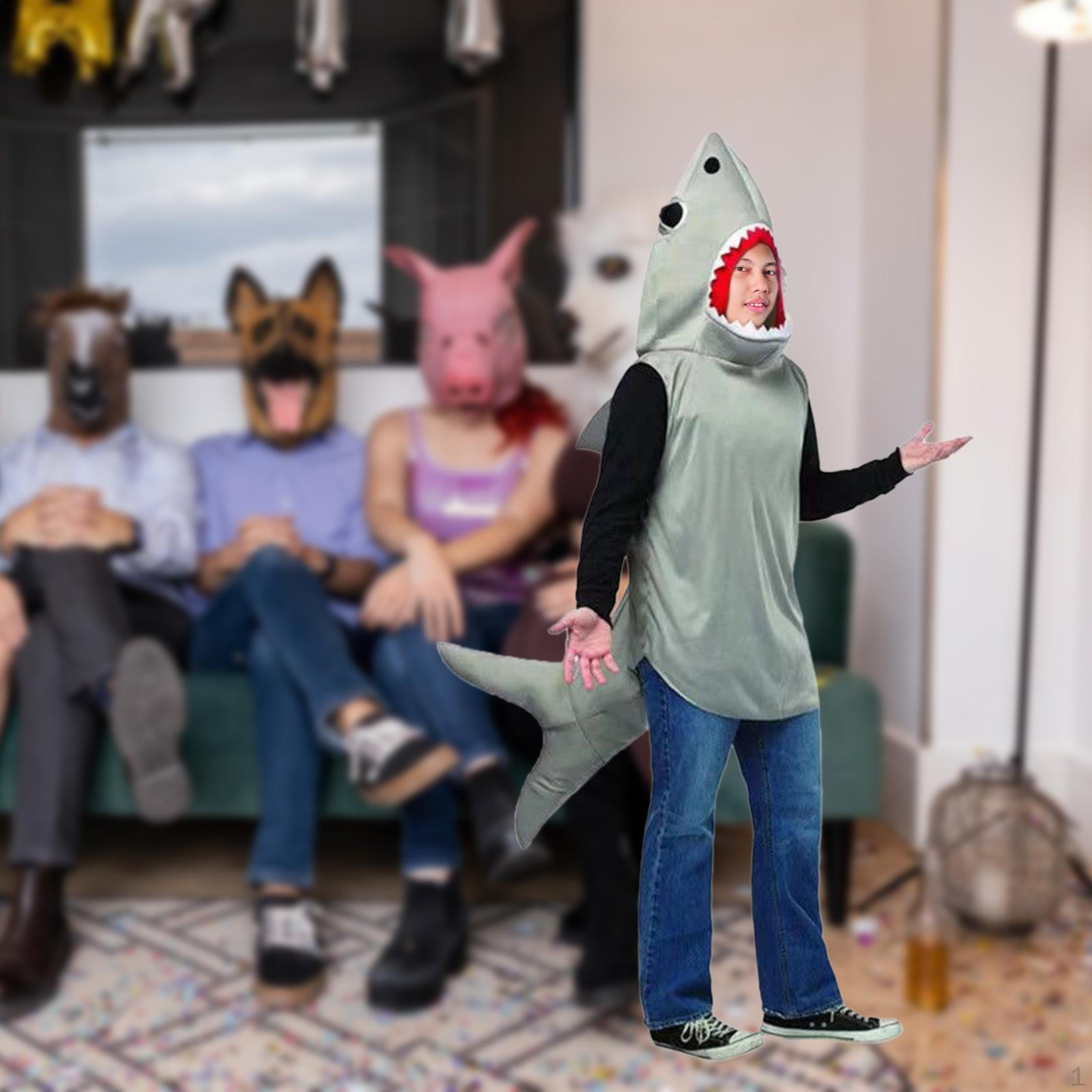 

Shark Costume for Men Hoodie Halloween Dress up Role Playing Party Holiday