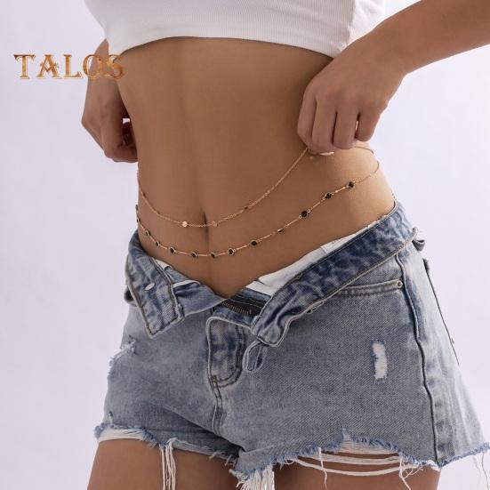 Kvinners midjekjede dobbeltlags paljett justerbar lengde uthulet magedansopptreden midjesmykker fester festivaler nattklubb kroppskjede