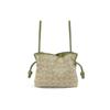 Flamenco Mini Leather Canvas Jacquard Bag With Detachable Adjustable Shoulder Strap Women Shoulder Bag Green A411FC2X24-4364