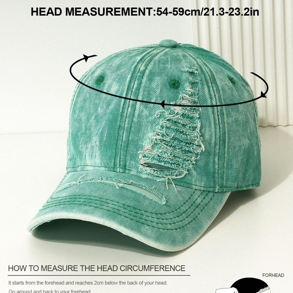 New Men's and Women's Couples Personalized Ripped Baseball Cap Washed Denim Curved Brim Duck Tongue Sun Hat Outdoor Travel