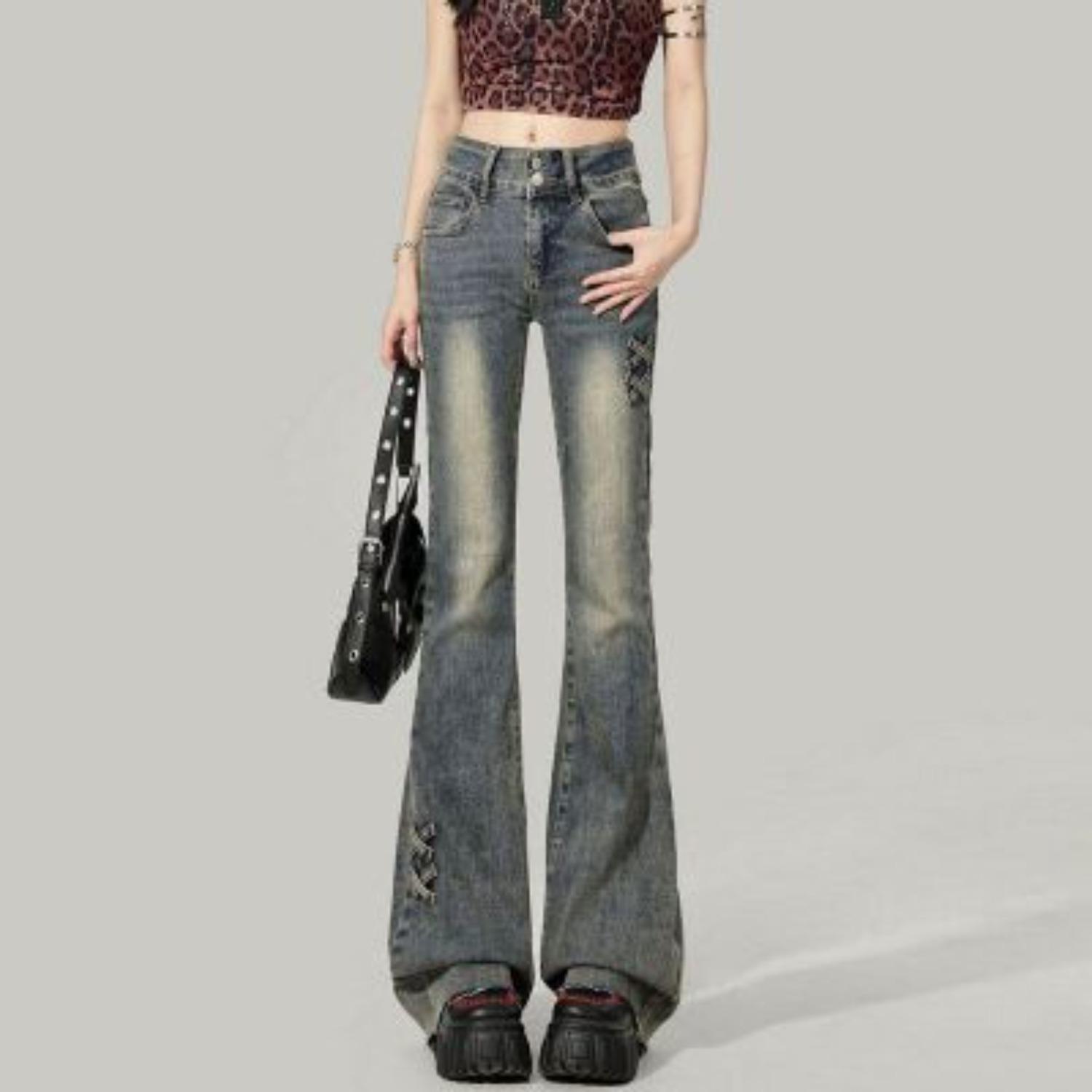 Women s High Waist Flared Retro Bootcut Jeans Slim Fit Stretchy Denim Pants XS