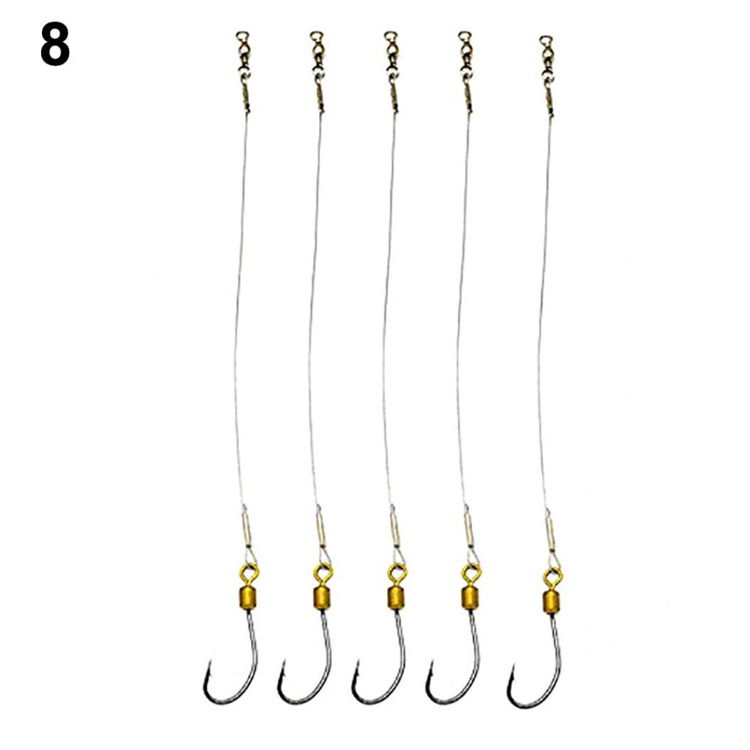 

Горячий стиль, 5 шт., анти-укус, поводок из нержавеющей стали, рыболовные снасти, крючки, инструмент для снастей 8*