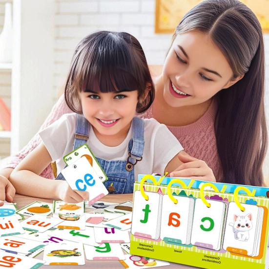 CVC Word Game Pocket Chart Phonics Flash Card Kindergarten Preschool CVC Word Builder Reading Spelling Letter Number Learning Educational Flip Chart