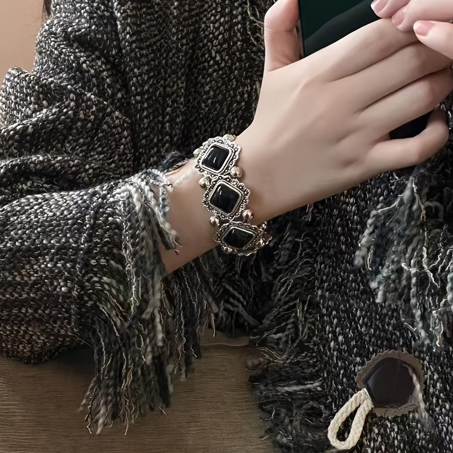 Bohemian Style Alloy Black Elastic Bracelet