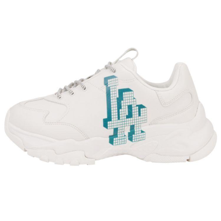 MLB Big Ball Chunky Cuir Los Angeles Dodgers Antidérapantes Résistantes à l'usure Légères Basse Top Dad Shoes Baskets Unisexe Blanc Bleu 32SHCD111-07I 45