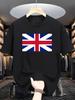 Heavy duty pure cotton Unisexs loose Tshirt fashionable British flag printed short sleeved round neck casual top
