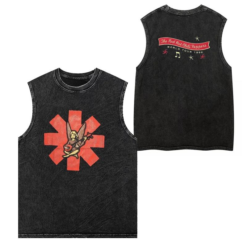 

Винтажная спортивная майка Американский рок Ретро Выстиранная футболка без рукавов Мужская Женская Уличный тренд Y2K Майки 3XL