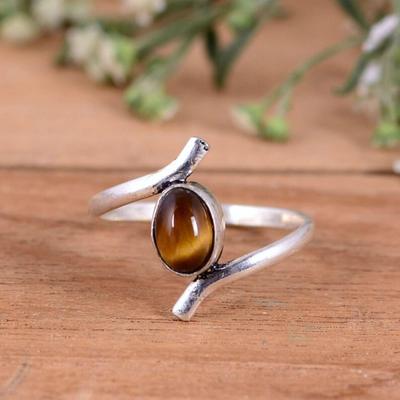 Tigerauge Edelsteinring, Massiver 925er Sterlingsilberring, Damenring, Silberschmuck, Geschenk für sie