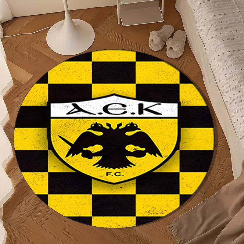 AEK AthensGolden And Black Crest Design Round mat Home Decor, Chair rug For livingroom,Bedroom, doormat home decor Birthday Gift Christmas Gifts