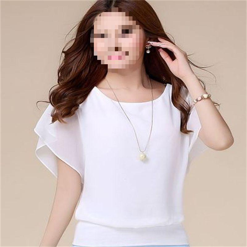 

Plus Size Women s Chiffon Batwing Sleeve Top - Spring/Summer Loose Slimming T-Shirt M 80-95 jin