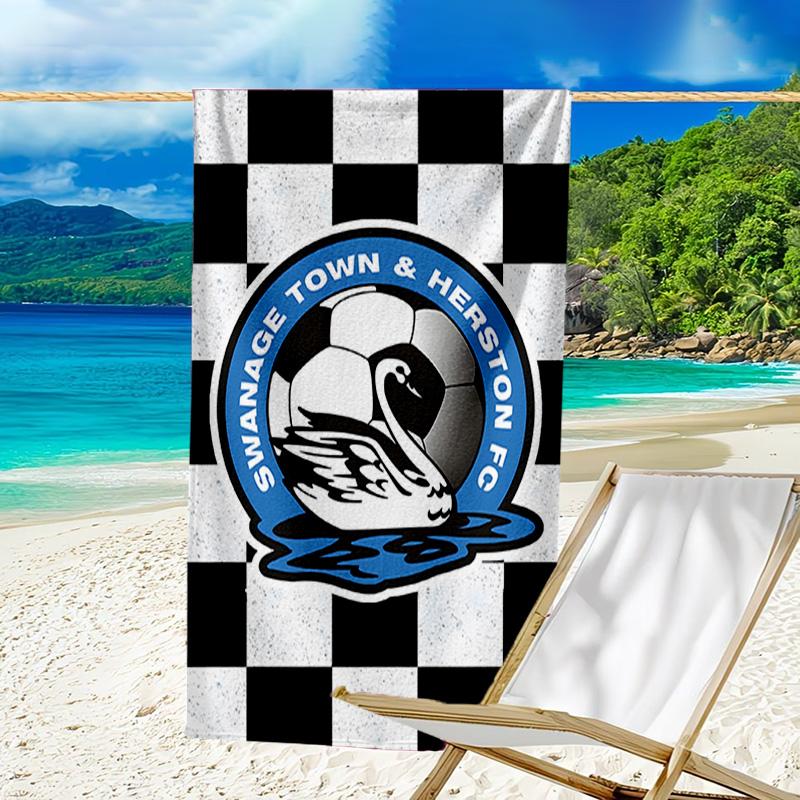 1 Stück Fußballmannschaft (80) Strandtuch, Strand- und Meeresufer-Schwimmbadausstattung, Modisches Muster, Rechteckig, Reiseutensilien