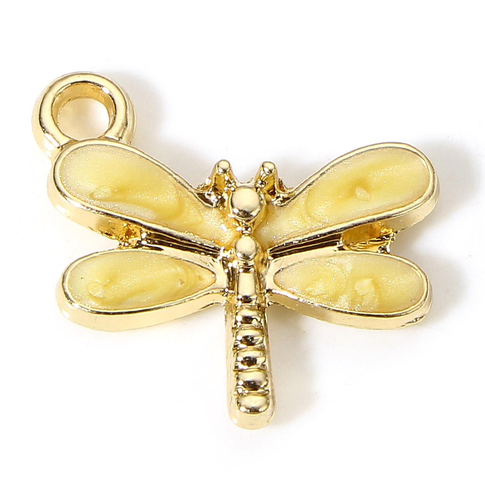 

10 PCs Dragonfly Animal Enamel Charms Insect Pendants Charms Gold Plated Multicolor Necklace Pendant for DIY Jewelry Making