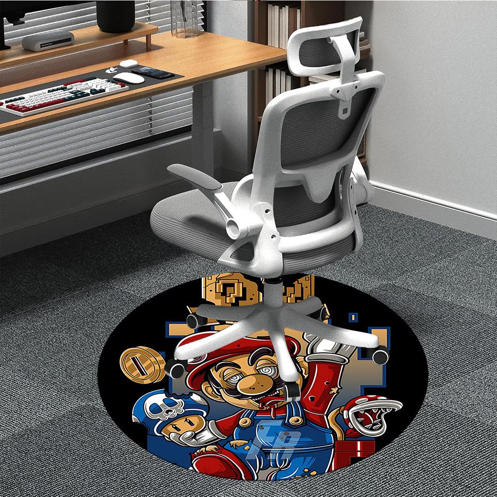 

1pc Mario Adventure Office Round Area Rug, Indoor Mat Suitable For Office, Under Office Chairs Bedroom Living Room Home Decor, Room Deco 80cm