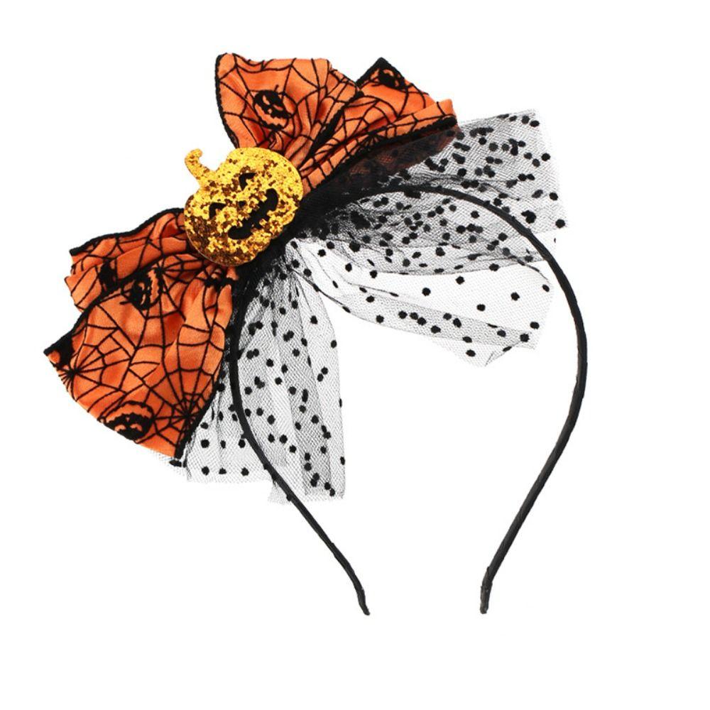 Ins Style Party Hairband Mesh Pumpkin Hairband Novelty Halloween Hair Hoop  Party