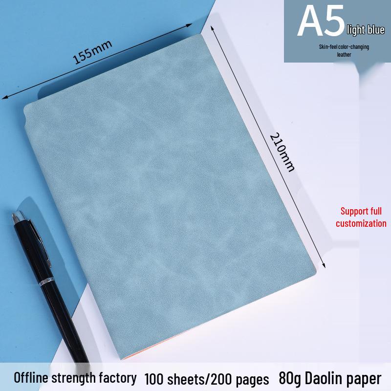 

A5 Soft Leather Pen Holder Notebook: Business Diary & Custom Journal for Office and Learning светло-синий