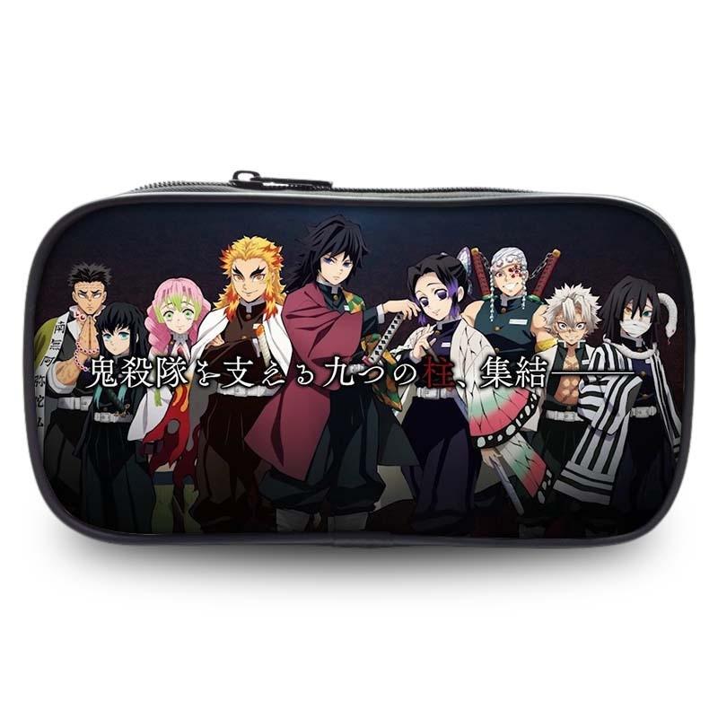 Spacious Oxford Demon Slayer Pencil Case For Students With Casual Style