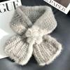 Elegant Winter Muslim Square Mink Wool Fur Woven Double-sided Scarf with Collar for Women