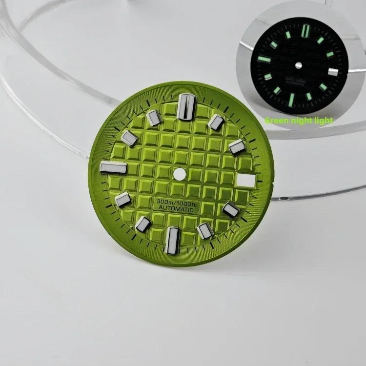 30mm No Logo Dial Fresh Small Square Green Lume Dial Compatible with Japanese NH34 NH35 NH36 Movement Watch Accessories DIY