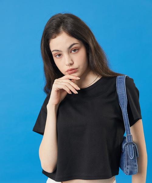 KOLEAT Summer Functional Semi-Plain Crop Top Short Sleeve [Black]