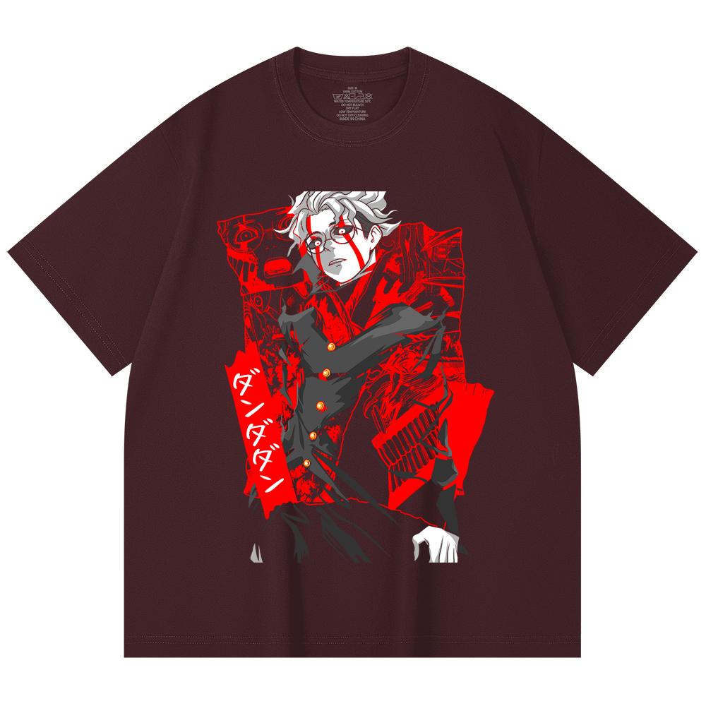 

230 Gsm 100% Cotton Dandadan V35 Okarun Print Unisex Heavy Cotton T Shirt 2XL вина червоного кольору