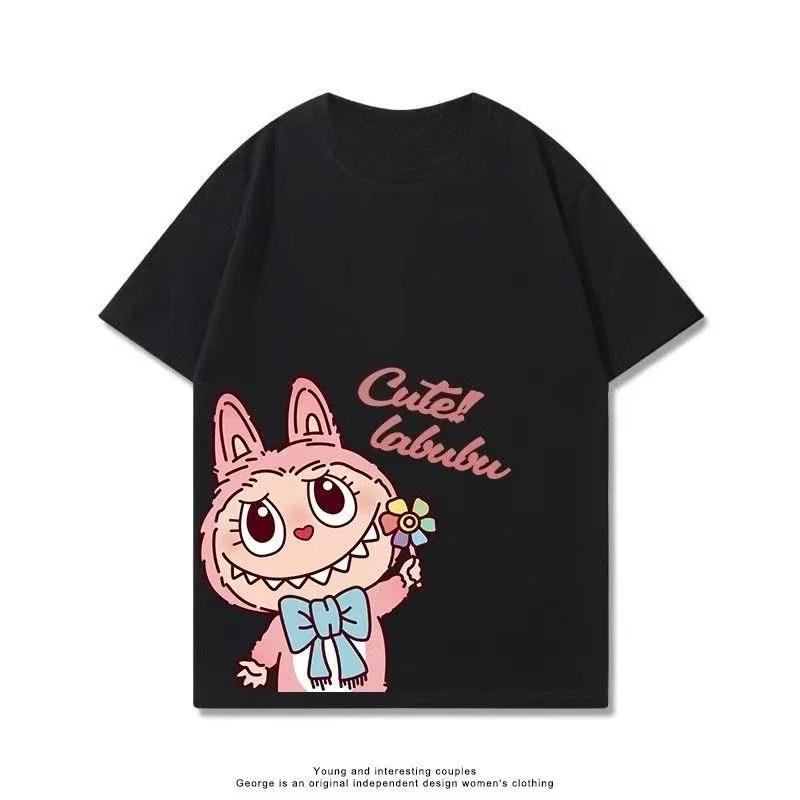 Sommer Søt Labubu Tegneserie Print Barn T-skjorte Kawaii Topp Barn Tee Gutter Jenter T-skjorte Morsomme Klær