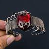 Red Flash Labradorite Pure Copper Wire Wrapped Handmade Jewelry Bangle Bracelet Adjustable