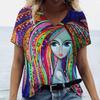 Facial Printed T-shirt Short Sleeved Top Casual Street Women's T-shirts