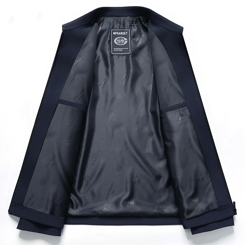 Spring and Autumn Middle-aged and Elderly Men's Executive Jacket Lapel Zipper Business Casual Jacket Daddy's Jacket