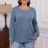 Women's Ribbed Knit Long Sleeve Henley Top Casual Button Front Blouse