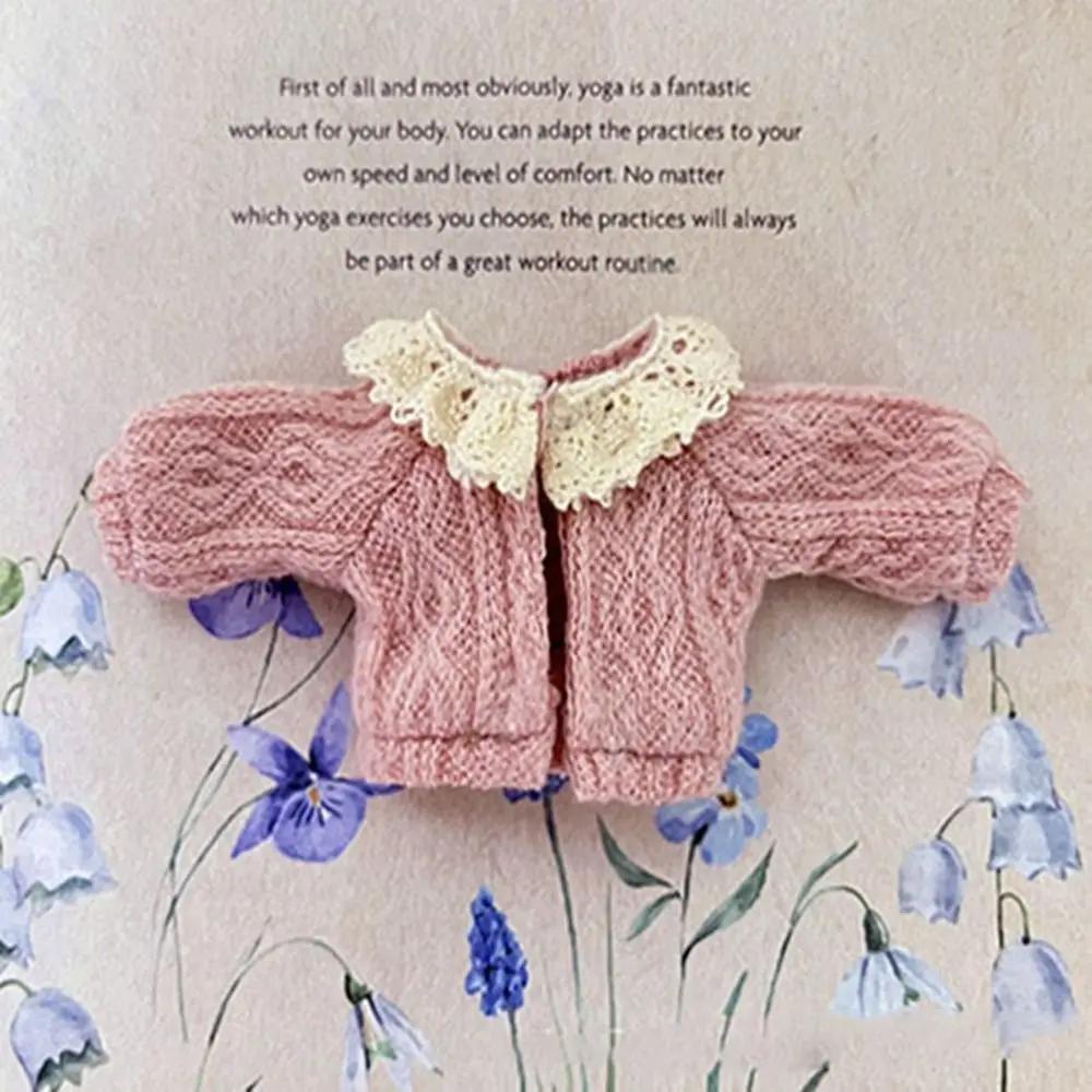 Lace Collar Sweater 1/11 1/12 Doll Mini Cardigans OB11 Doll Accessories Tops Handmade Knitted Sweater Casual Dress Clothes