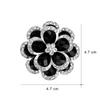 Wykwintne czarne broszki z kwiatami z cyrkonii dla kobiet eleganckie przypinki do klapy dekoracja ślubna biżuteria