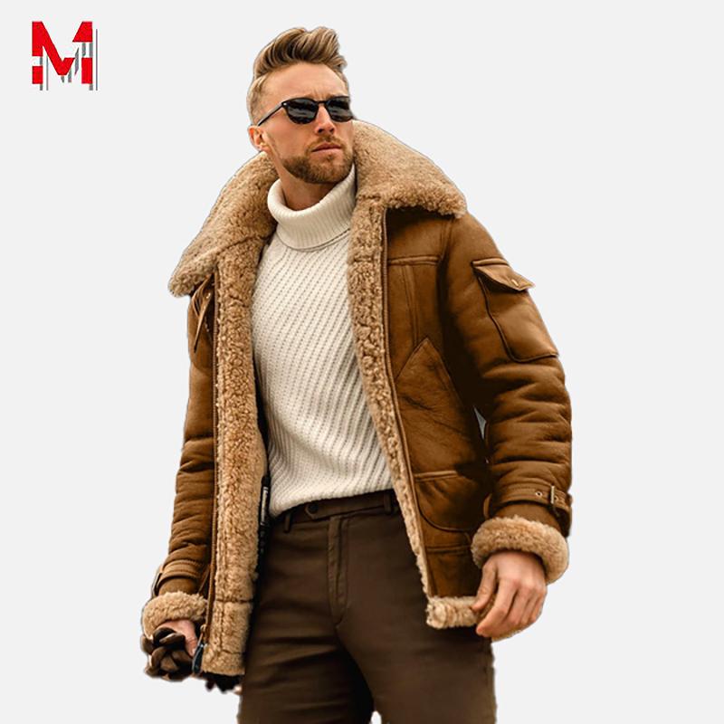 

Мужская кашемировая кожаная куртка с подкладкой, винтажная мужская уличная одежда, утепленное пальто, мотоциклетные куртки, зимнее пальто XXXXXL