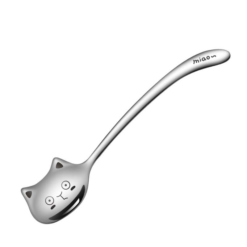 Funny Cat Long Handle Spoon Tea Spoon for Coffee Long Tail Cat Coffee Spoon Birthday Gift 304 Stainless Steel Tableware