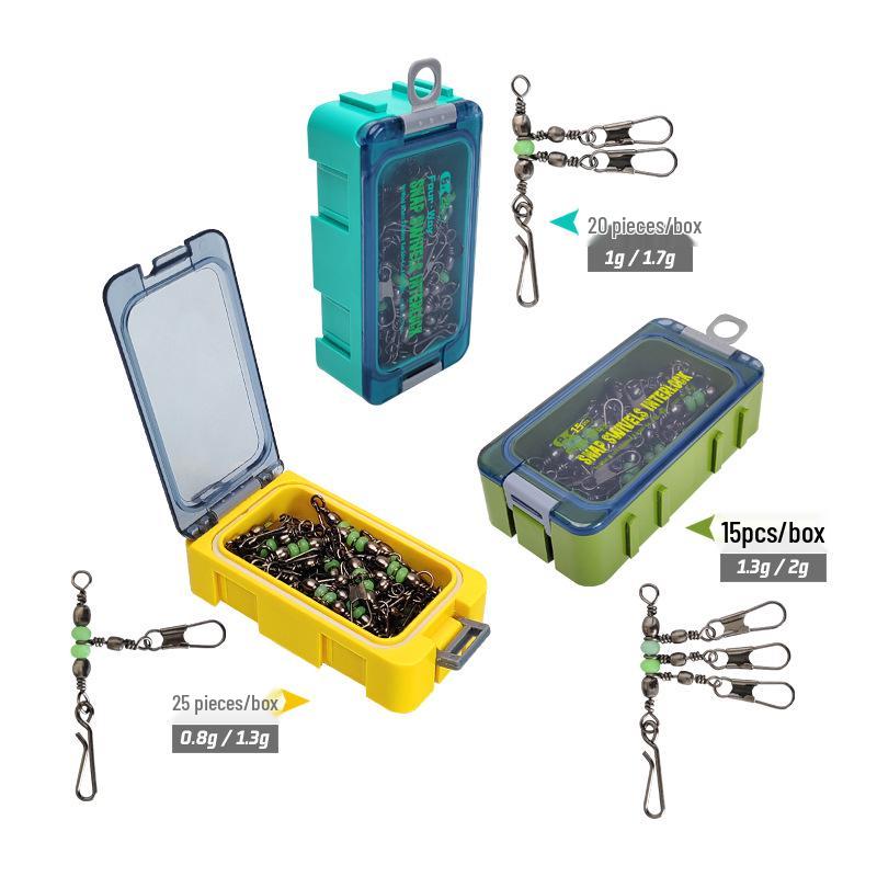 Wooden Shrimp Hook Set with Rubik's Cube Box, Luminous Beads, Swivel, Trident, and Various Pins