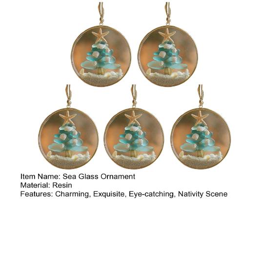 Sea Glass Nativity Christmas Ornament Beach-Inspired Hanging Ornament Nativity Christmas Tree Decoration for Xmas Tree Coastal Home Decor