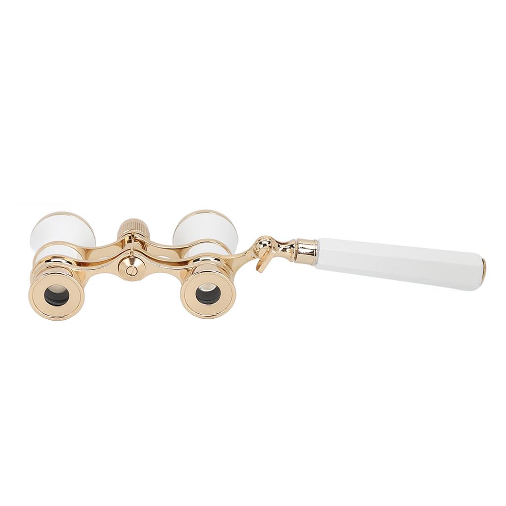 Opera Glasses Binoculars with Handle 3X25 Metal Portable Theater Glasses for Watching Drama Stage Play Art Performance