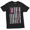 USA Flag Cancer Awareness Ribbon T-shirt Mens Womens Unisex Tee Shirt