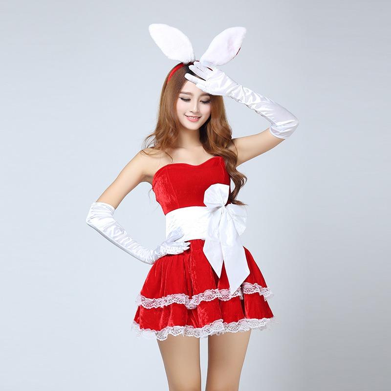 Live Streaming Host Cos Uniform Seduction Sexy Christmas Costume Maid Costume Cosplay Bunny Christmas Costume