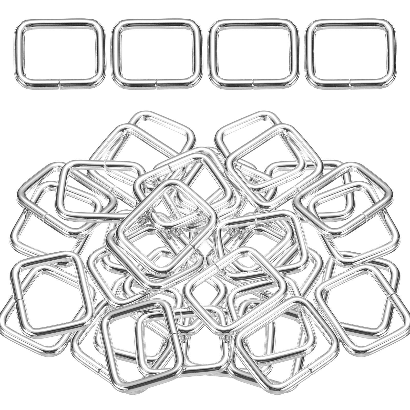 

36pcs Metal Rectangle Ring Buckles x Square Strap Webbing Belt Rings for Camping Dog Luggage Belt Craft DIY Accessories Silver [uxcell] 4/5 1