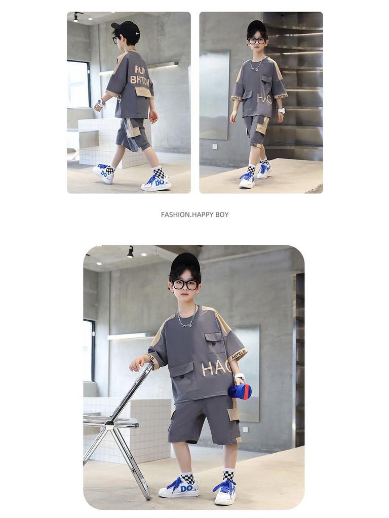 2025 Boys' Trendy Summer Short Sleeve Set - Stylish and Lightweight for Mid-to-Big Kids