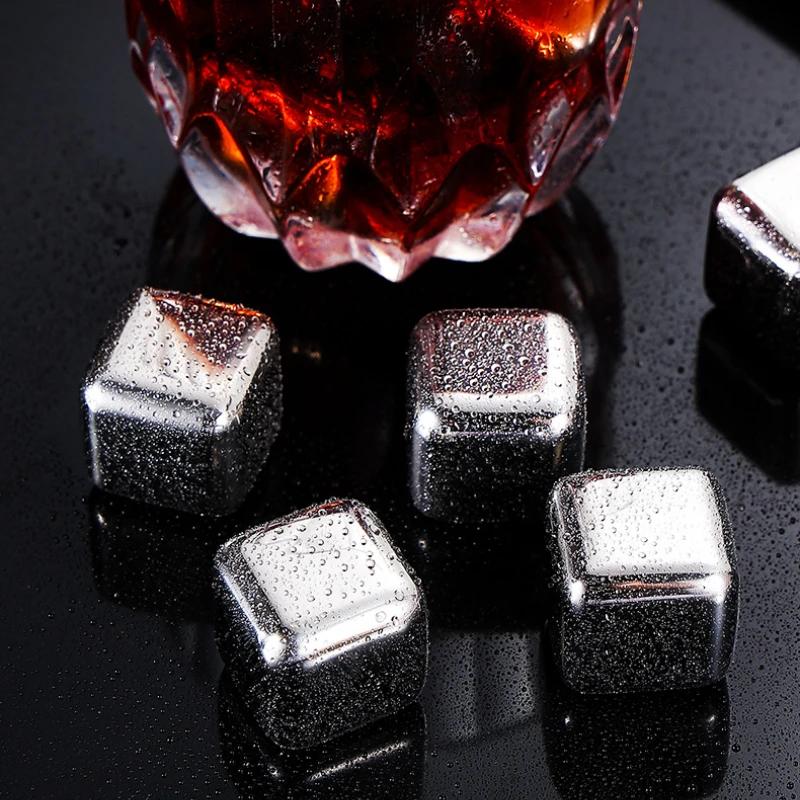 304 Stainless Steel Ice Cubes Set Party Bar Tools Whiskey Chilling Stones Clip Quick-Frozen Beer Cooler Reusable Chilling Stone