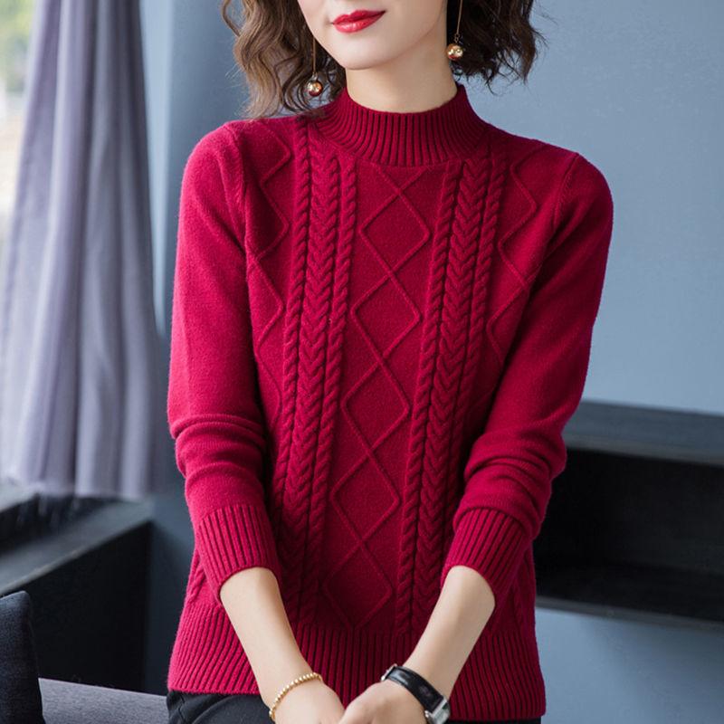 Short Loose Plus Size Sweater Women's Autumn and Winter Half Turtleneck Bottoming Sweater Sweater