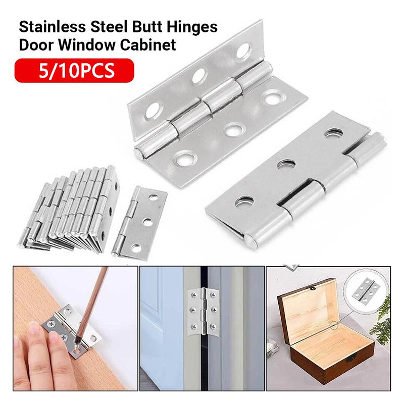 5/10PCS 2 Inch Stainless Steel Door Hinges Cabinet Doors Windows Wooden Box Flat Hinge Home Furniture Hardware Accessories