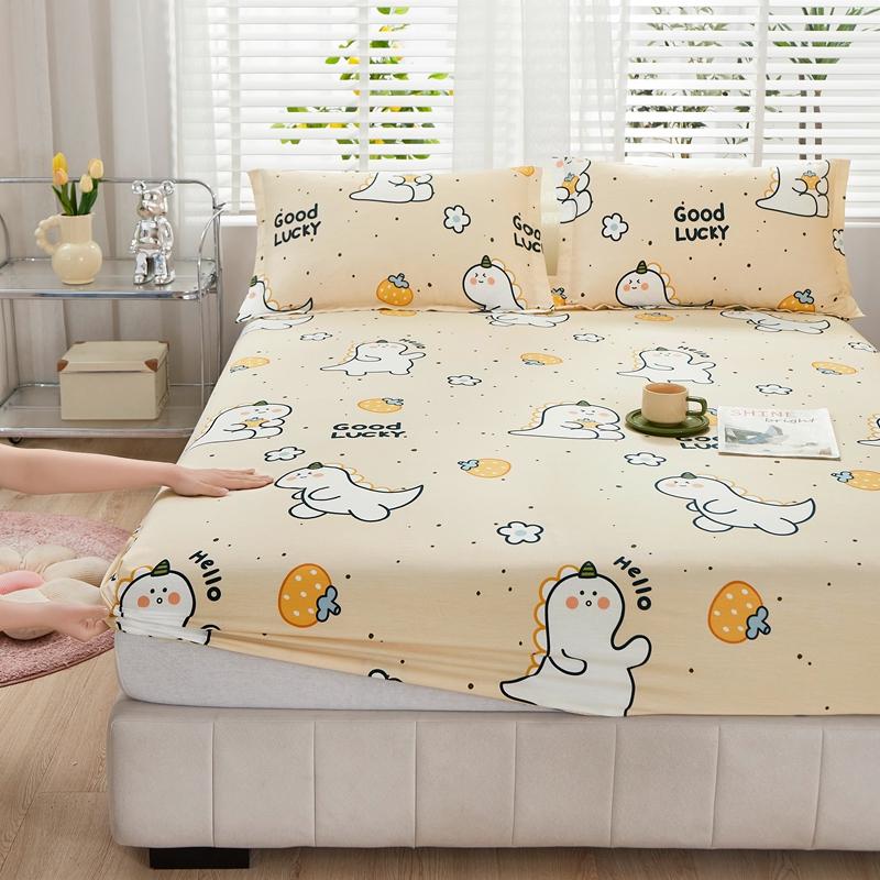 Cartoon Style Fitted Sheet Pure Cotton Bed Sheets Adults Kids Room Mattress Cover Printed Bed Linen (No Pillowcase)