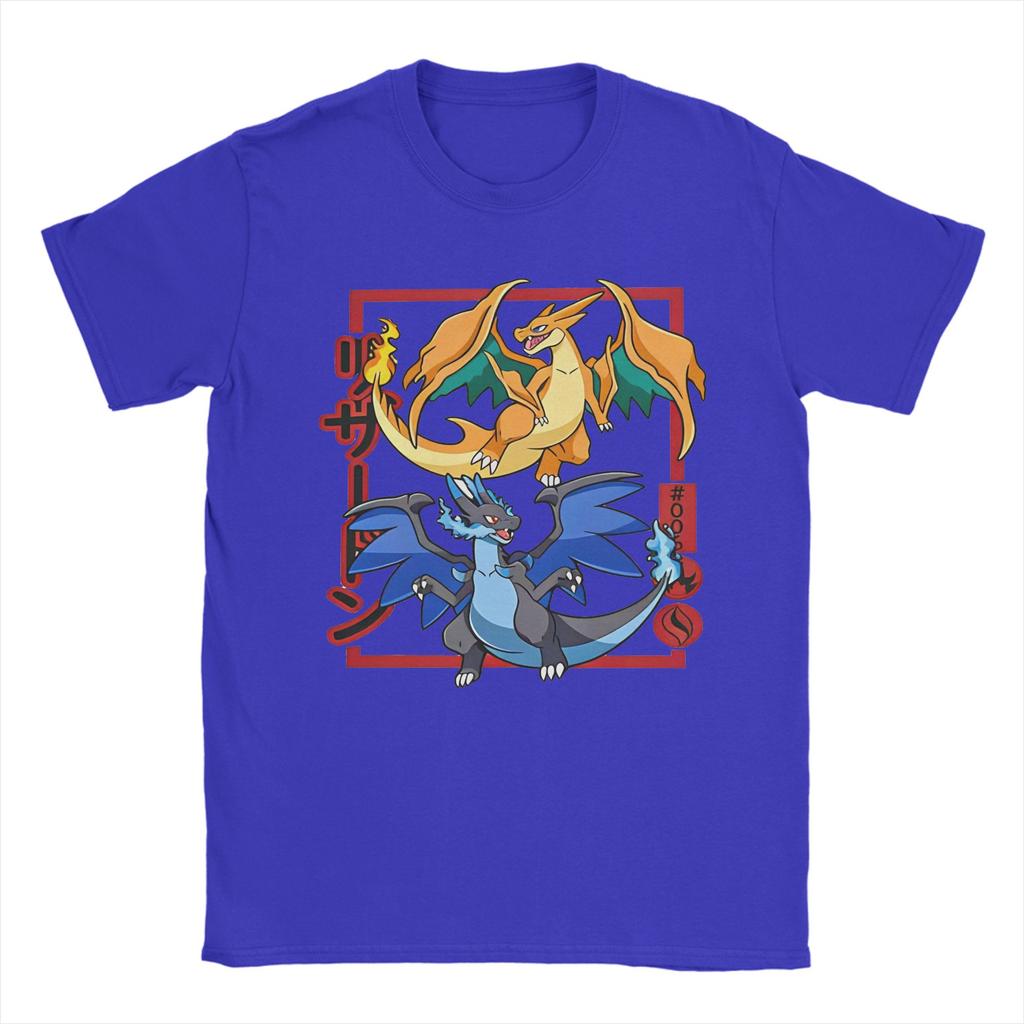 Fashion Draconic Bipedal Charizard TShirts for Unisex Women Round Neck Cotton T Shirt Short Sleeve Tees Big Size Tops